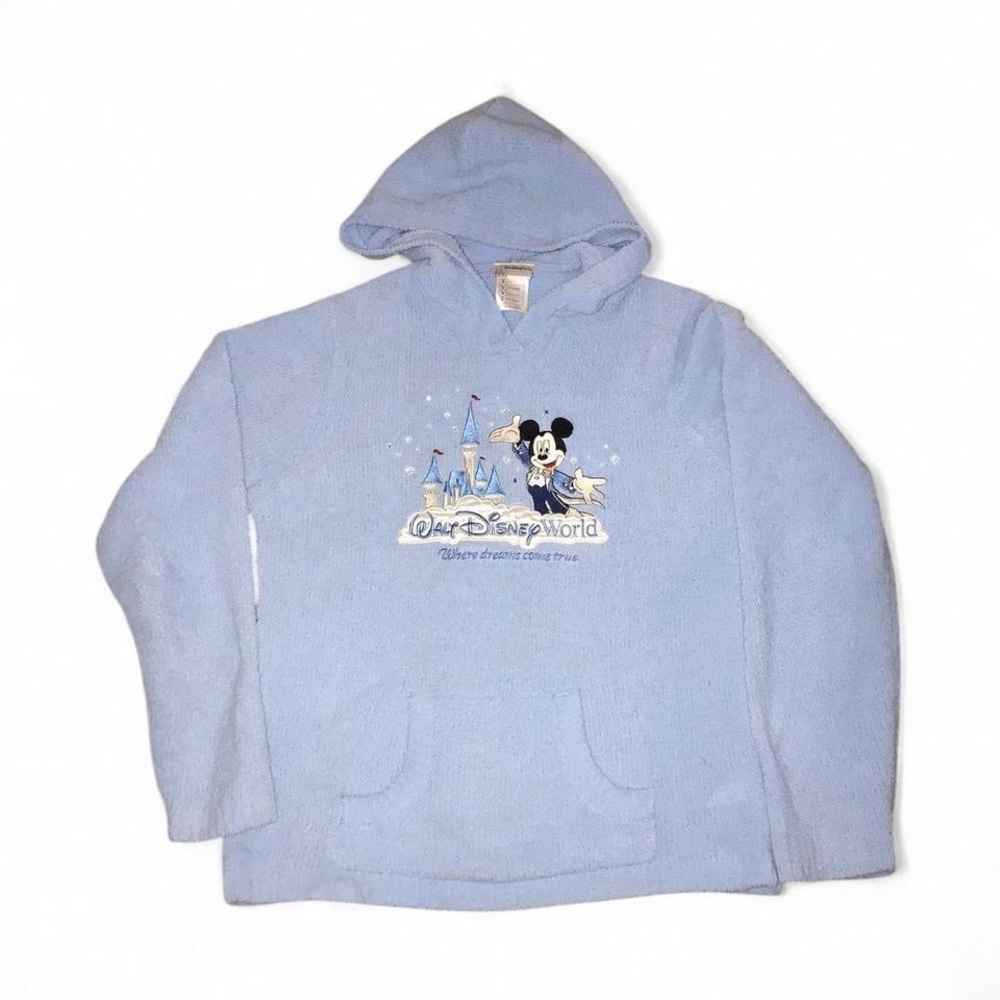 Disney Women’s Light Blue Super Soft Embroidered Hoodie - Size M